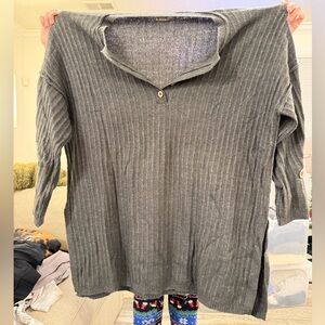 Free People Charcoal V-Neck Sweater and Pants set